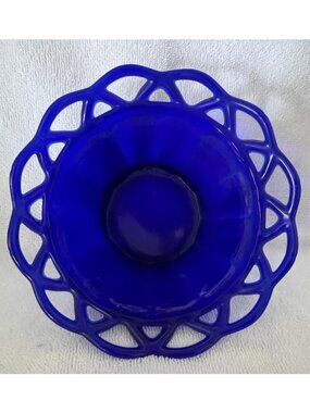 Imperial Glass Ritz Bowl Cobalt Blue 5.5 inch open lace.